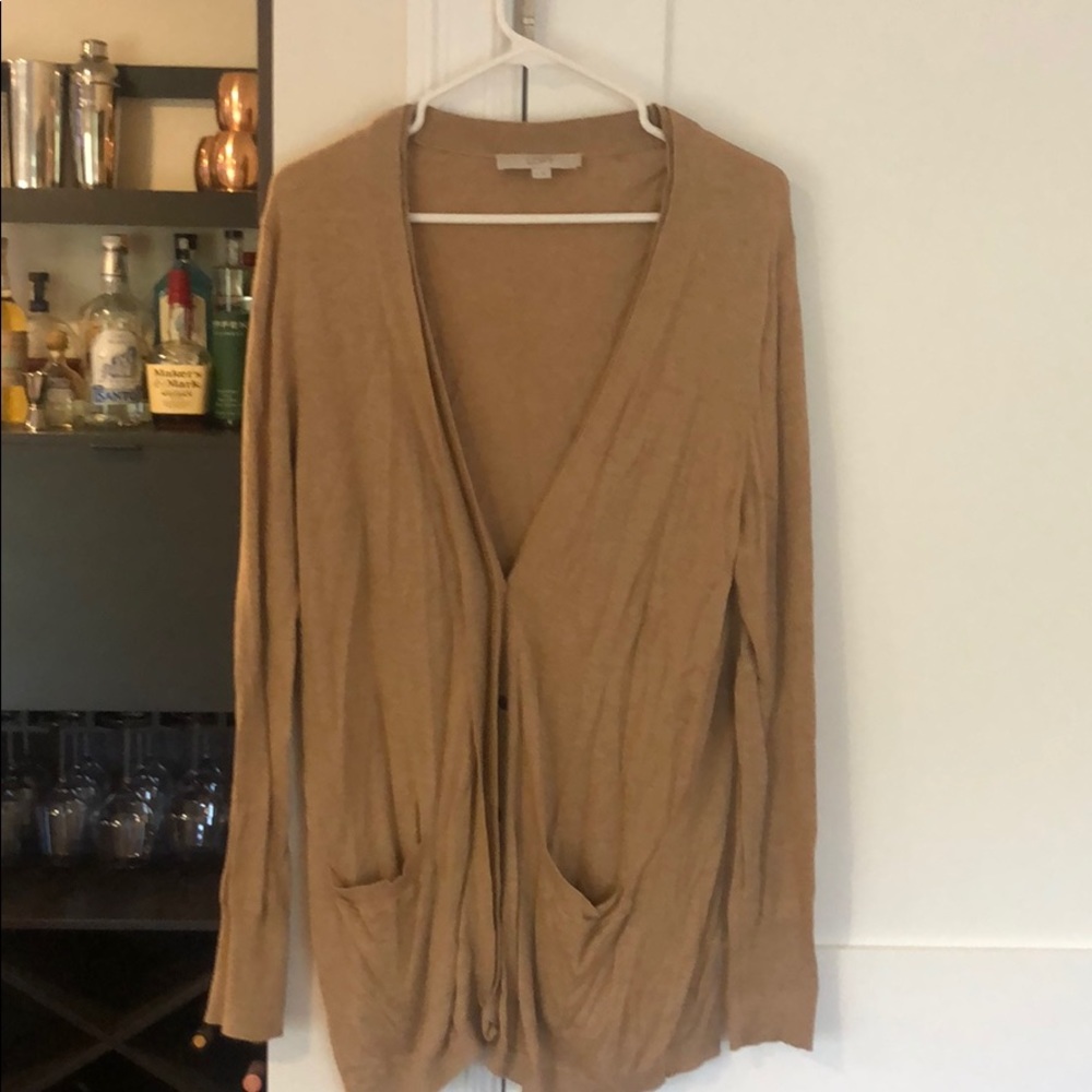 Loft tan boyfriend cardigan size XL